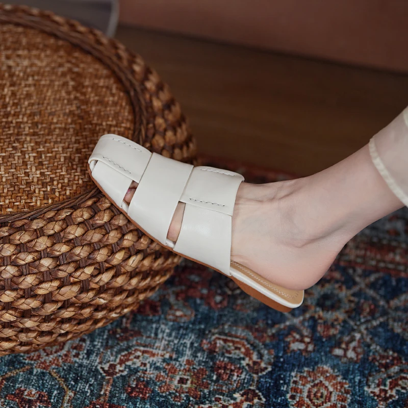 

Fashion Women Genuine Leather flat Slipper Summer New Arrival Shoes Woman genuine leather Casual Basic Women Sandals