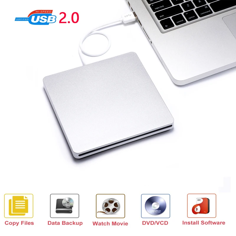 Ультратонкий USB 2 0 Внешний DVD-привод/горелка/оптический привод CD RW DVD Superdrive