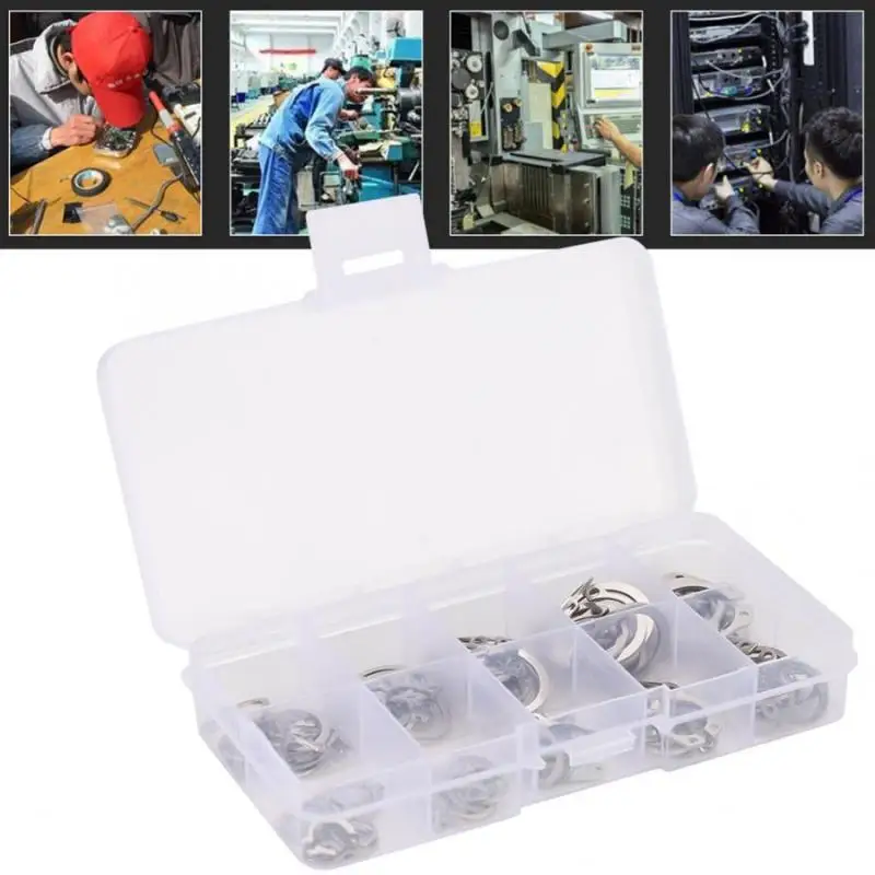 

304 Stainless External Retaining Circlips Assortment Kit Snap Ring Clip Washers Carbon Internal 200pcs