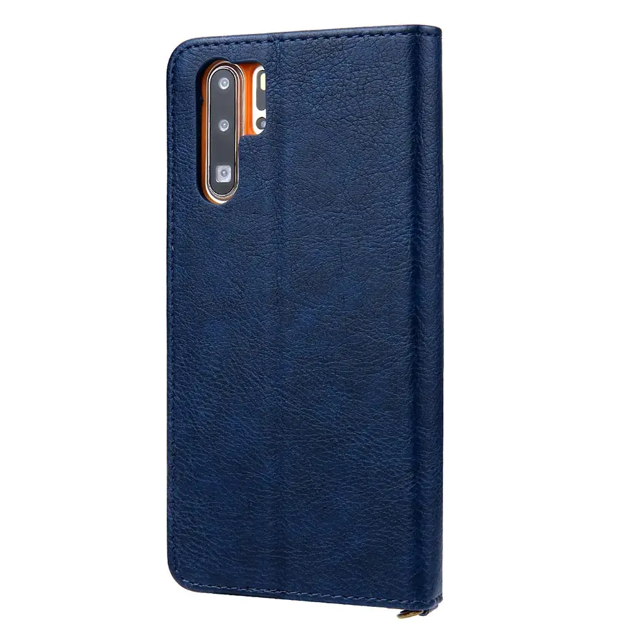 Винтажный чехол-Кошелек из искусственной кожи личи для huawei P20 Pro Lite P30 Pro, роскошный противоударный чехол для телефона mate 20 pro, чехол - Цвет: Синий