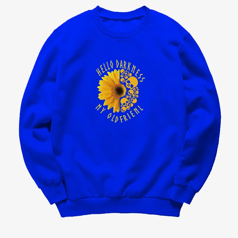 

Skull Sunflower Printed Hoodies Women Fleece Long Sleeve O Neck Loose Sweatshirt Girls Women Hoodie Pullovers Winter Autumn