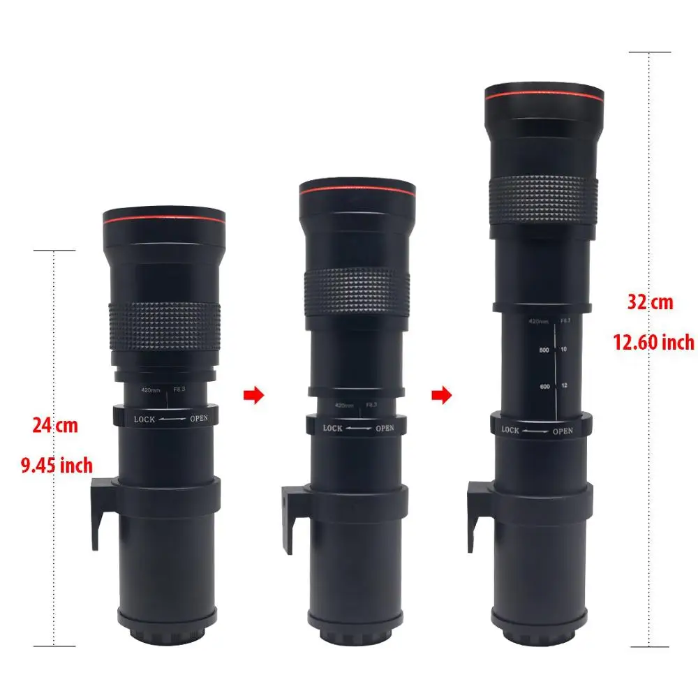 Mcoplus 420-800 мм F8.3-16 супер телеобъектив ручной зум-объектив для Nikon D7100 D5300 D5100 D3200 D750 D3100 DSLR камеры