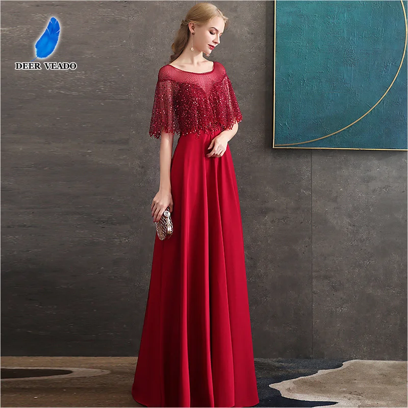 DEERVEADO MFY121 Red Prom Dresses Long 2020 New Arrival Beading Sequins Occasion Party Formal Dress Gown | Свадьбы и торжества