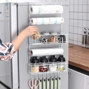 refrigerator shelf side wall hanging rack creative household kitchen products plastic film shelf refrigerator side storage rack free global shipping