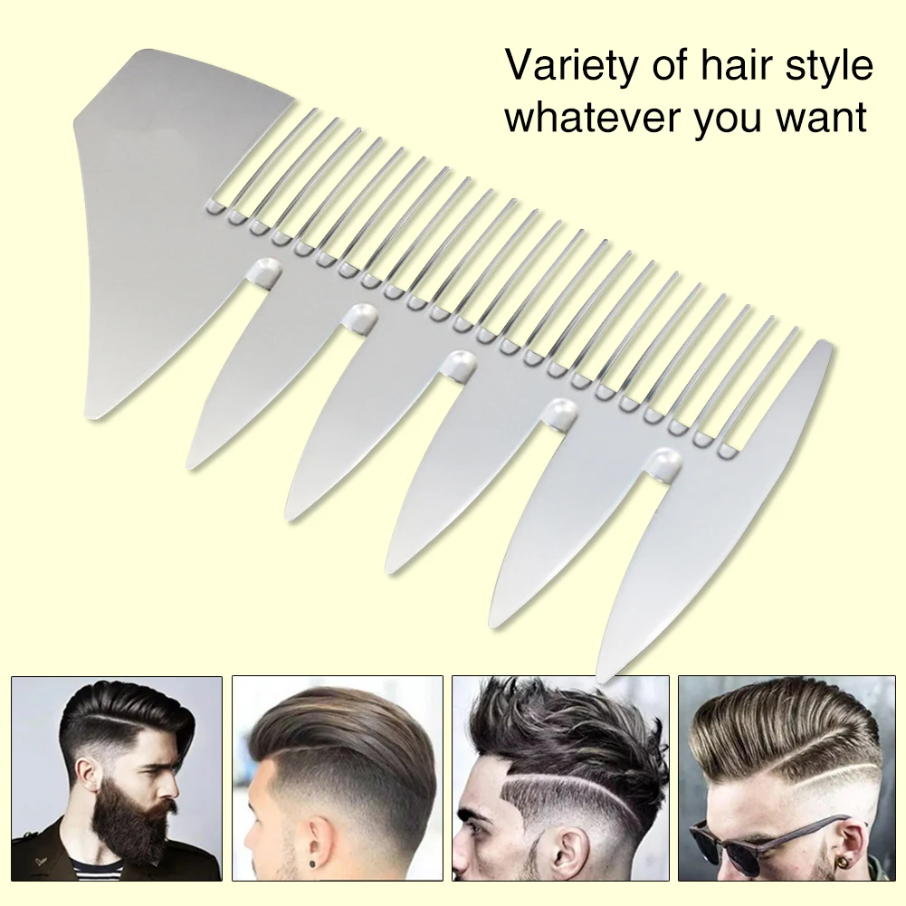 

2 In 1 Lightweight Beard Comb Dual Sided Pocket Size Zinc Alloy Hairdressing Detangling Short Multifunction Tool Wide Tooth Home