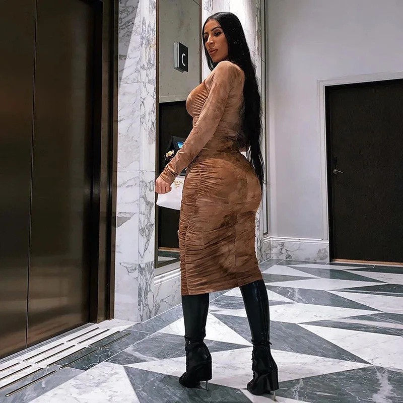 Женское облегающее платье элегантное плиссированвечерние вечернее с длинным