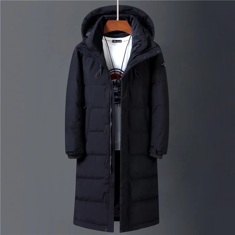 

2021 Winter 90% White Duck Down Jacket Men Hooded Fashion High Quality Winter Coat Men Long Thicken Warm Down Coat Black Parkas