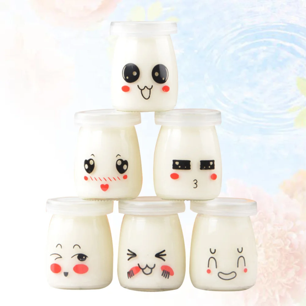 10 шт. чашки для пудинга с милым лицом 100 мл термостойкие стеклянные желейные