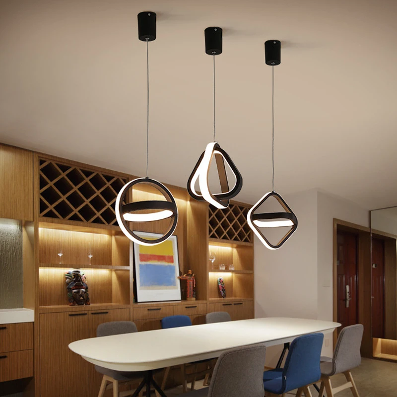 

Modern LED Vertigo Pendant Hanglamp Circle Square Ceiling Lamp for Living Dining Room Bedroom Bedside Background Home Decor