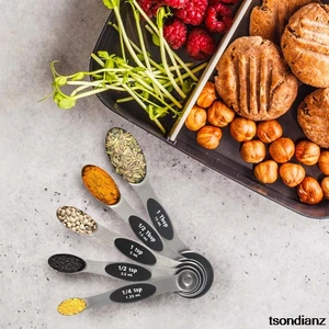 5 PCS Magnetic Measurement Teaspoon Tablespoon for Dry and Liquid Ingredients Stainless Steel Double Head Measuring Spoon