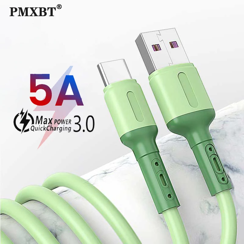 5A Type C кабель для Huawei P40 P30 P20 Pro Max жидкость мягкий силиконовый Мобильный телефон