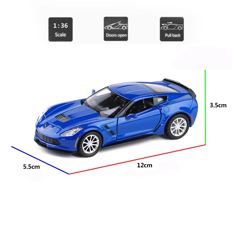 HOMMAT масштаб 1:36 Chevrolet Corvette C7 спортивная модель автомобиля из сплава Модель детские