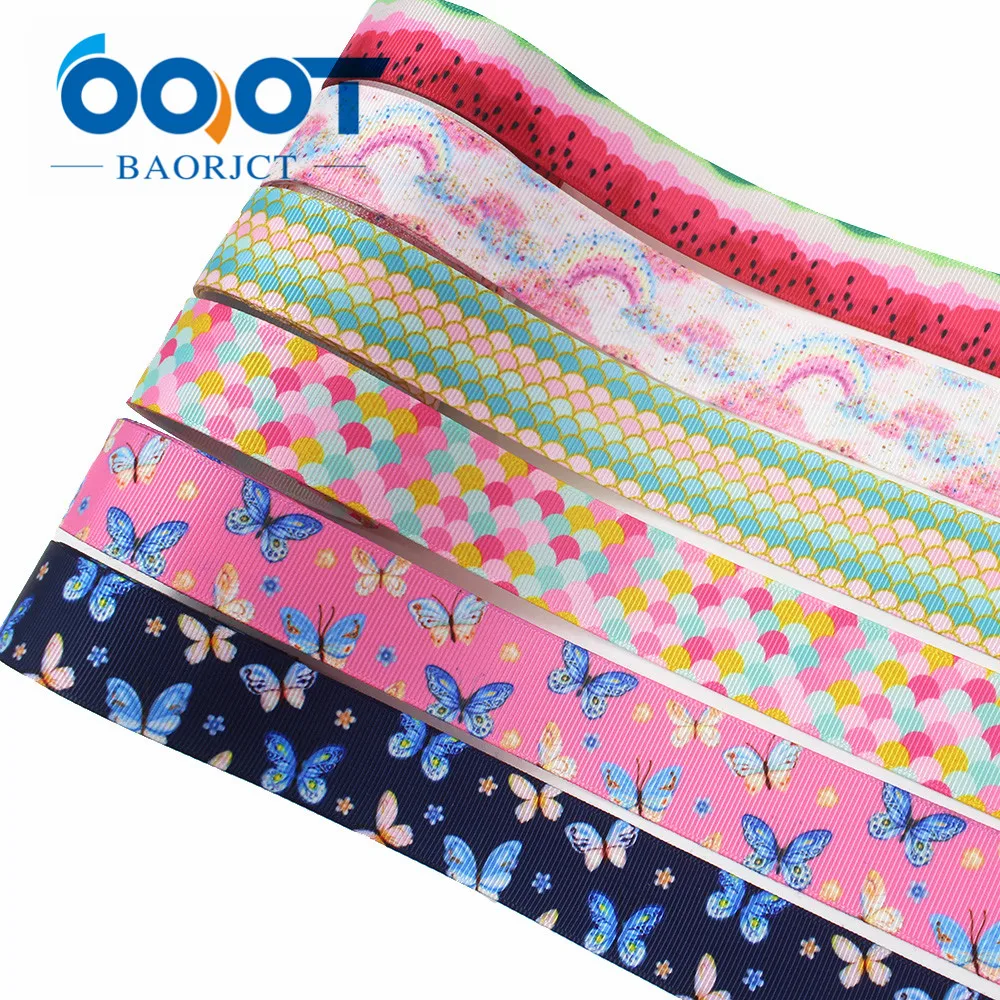 OOOT BAORJCT I-191128-2628, 25 мм 10 ярдов мультфильм бабочка ленты с цветами, DIY волос Лук Свадебный фестиваль вечерние украшения дома