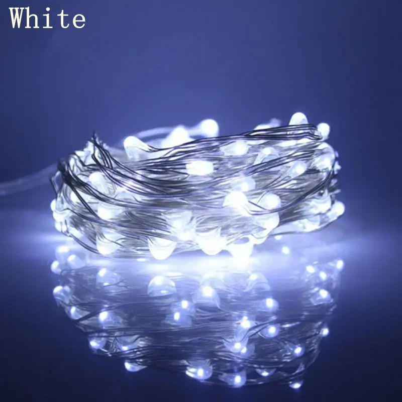 White 12 В 12 в 10 м/20 м/30 м/50 м светодиодный серебристый/медный провод струнный светильник светодиодный Сказочный гирляндовый светильник с адаптером питания для рождественского свадебного декора - Испускаемый цвет: White