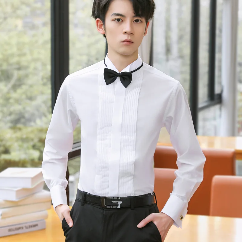 

Chorus dress shirt man swallow tail collar emcee best man dress bridegroom wedding performance dress white shirt men's large