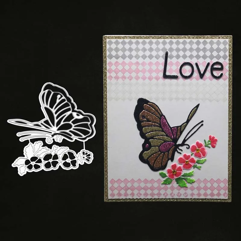 YINISE металлические режущие штампы для трафареты скрапбукинга бабочка цветок