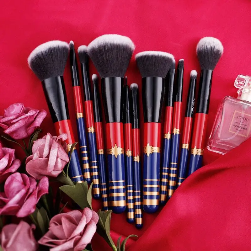

12pcs Makeup Brush Full Set portable Star Stripe Handle Super Soft Fiber Hair Plastic Handle Cosmetic Brush