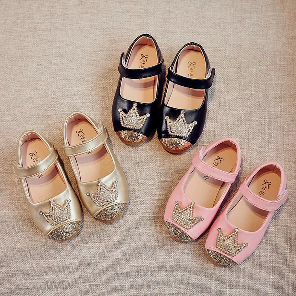 Новинка 2019 года сандалии с короной для маленьких девочек Детские вечерние туфли
