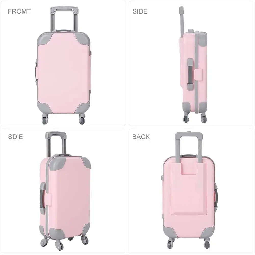 15 Styles Color Plastic Sliding Suitcase For 18 Inches American Doll&amp43 CM New Born Baby Generation Russian Girl's Christmas Toy |