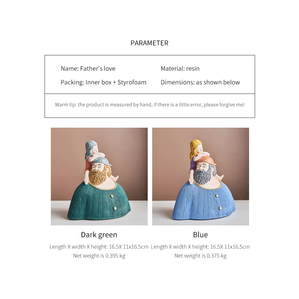 

Creativity Father's Love Sculpture Ornamental Figurines Modern Home Decoration Accessories for Living Room Christmas Decorations