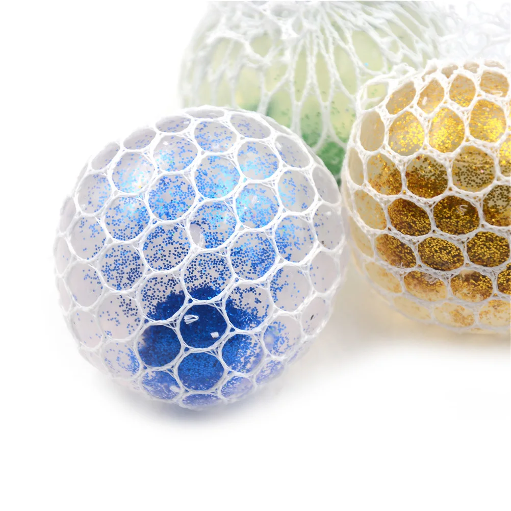 Pelota antiestr&eacute;s de 6cm para ni&ntilde;os y adultos, Bola de liberaci&oacute;n con forma de uva aleatoria, con lentejuelas, para ejercicio de mu&ntilde;eca y mano-3