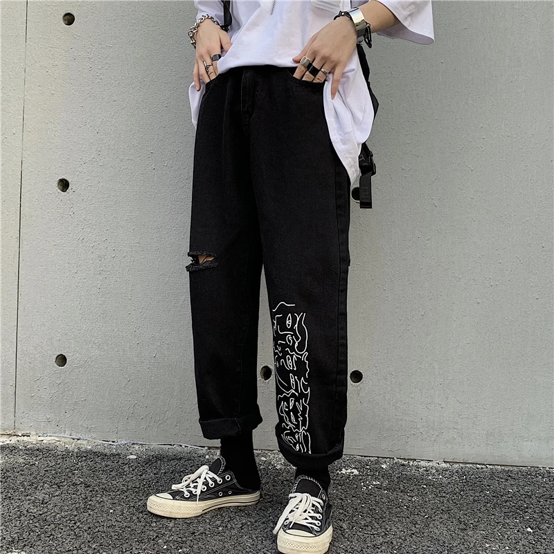 Джинсы SHENGPALAE женские летние повседневные ковбойские свободные с принтом|Прямые