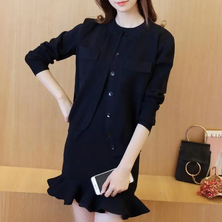 Женский офисный костюм элегантный пиджак и мини платье Осень зима 2020|Вечерние