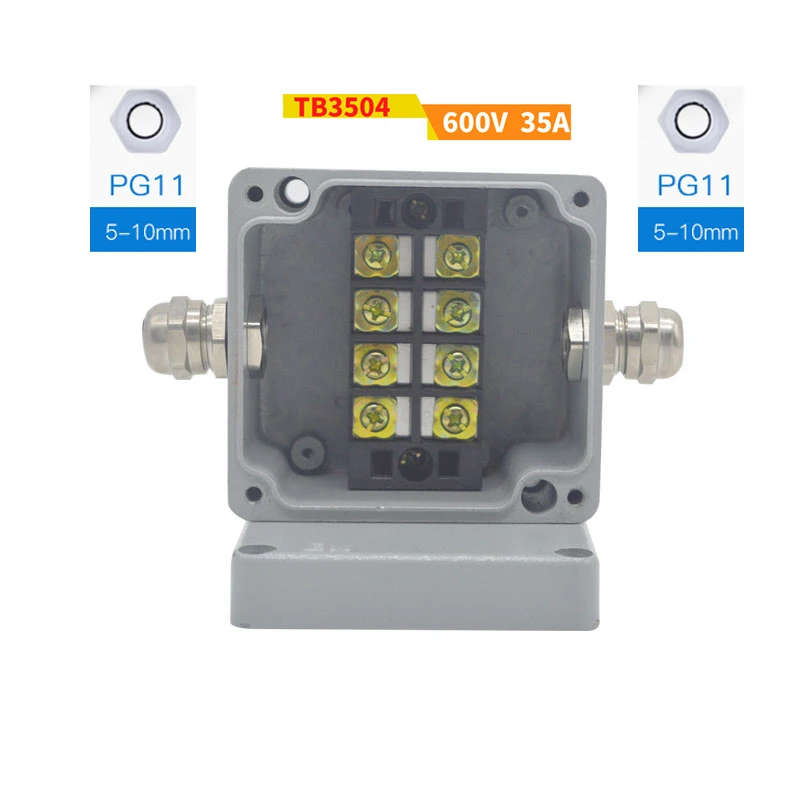 1 in 1 out box 35A IP65 водонепроницаемый кабель проводки алюминиевая распределительная коробка 1 вход 1 выход 80*76*57 мм с UK2.5B din-рейку клеммные блоки - Цвет: 1 in 1 out box 35A