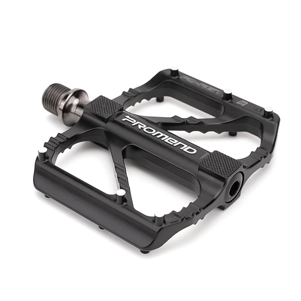 

Promend R27 Bicycle Pedals Universal Size Replacement Aluminum Steel Flat Anti-Slip MTB Road Bike 1 Pair Black Alloy