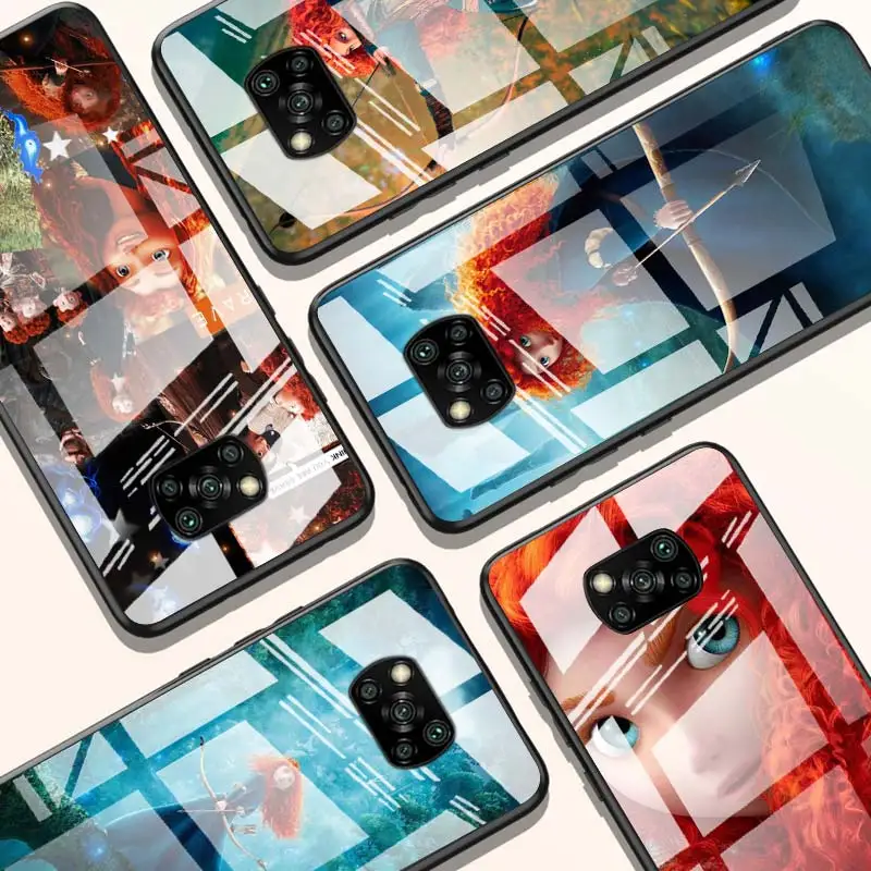 

Merida Brave Disney Princess for Xiaomi POCO X3 NFC F3 M2 X2 F2 Redmi K30 Redmi Note 9 Pro Luxury Tempered Glass Phone Case