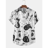 hawaiian shirt for mens 2021 new fashion funny abstract cat pattern print short sleeve light shirts plus size 5xl 6xl