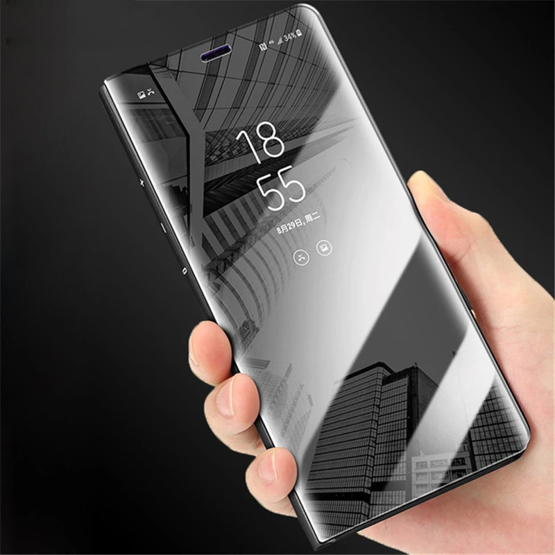 Для samsung Galaxy A7 2018 чехол с откидной крышкой зеркальный роскошный прозрачный