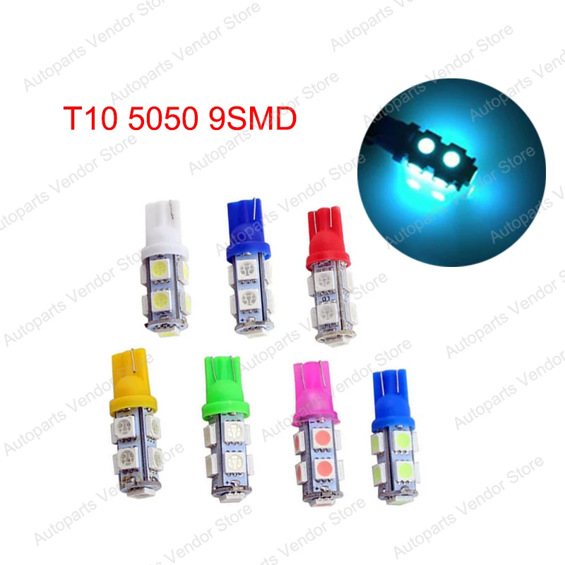 20 шт. Ice Blue T10 W5W 5050 9SMD автомобиля Клин светодиодный замены ламп задние габаритные огни двери считывающая хвостовой багажник Подсветка регистрационного номера 12V