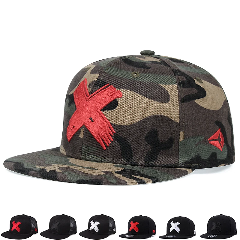 

Newarrival men's hip hop hat X letter snapback cap adjustable baseball cap for men outdoor sun hat women camouflage tactical hat
