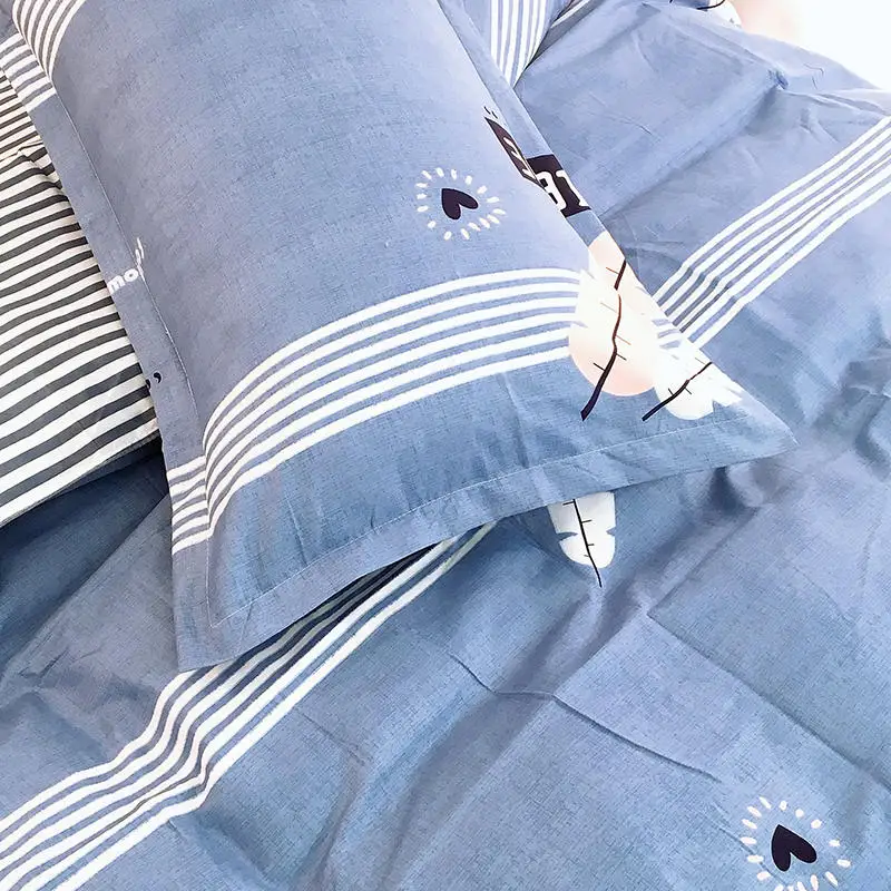 Sanding Bedding Set White stripes Bed blue Duvet Cover Skirt lace Sheet Pillowcases Queen size bed | Дом и сад
