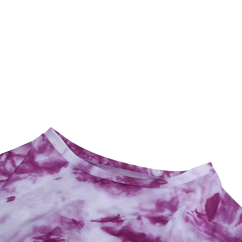 

Women Short Sleeve Tie Dye Printed Knot Twist Tops S Size Green