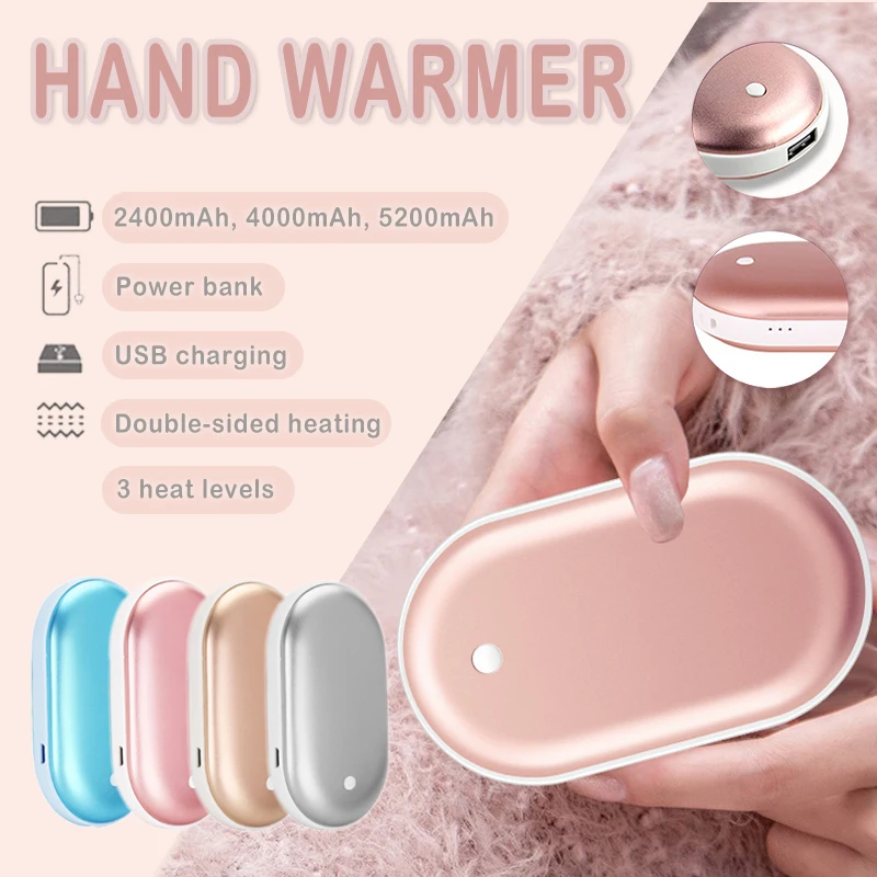 

2 In 1 Mini Hand Warmer USB Rechargeable Hand Warmer Heater Portable Mobile Power Bank Electric Heater Warm Winter Heating Tools