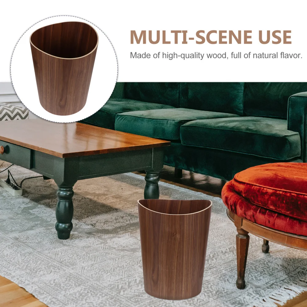 

1Pc Home Trash Can Decorative Lidless Waste Bucket Wooden Garbage Can Organizer