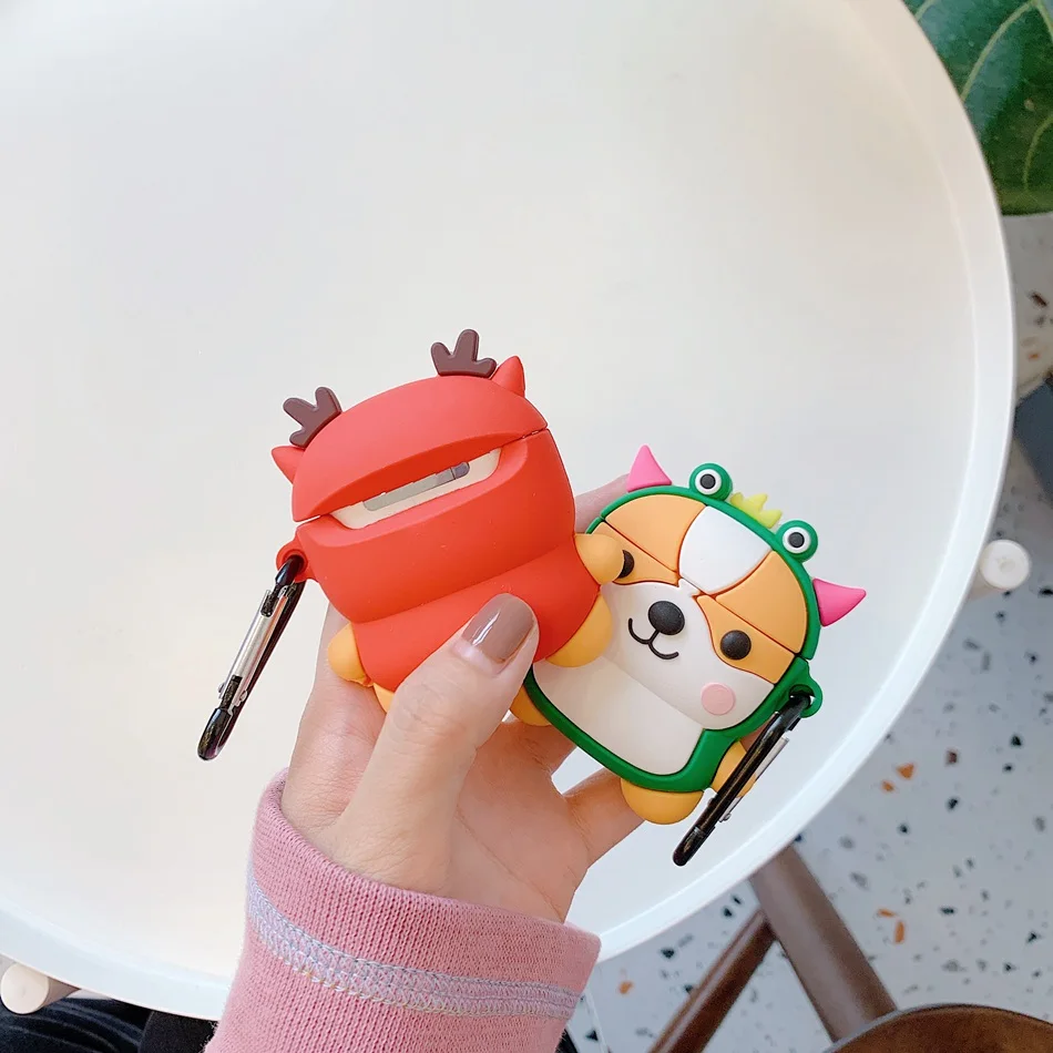 Милый 3D чехол для наушников для Airpods 2, чехол с изображением аниме, Детские Силиконовые Наушники с изображением утки, Защитная крышка для Apple Airpods 1, чехол для Earpods