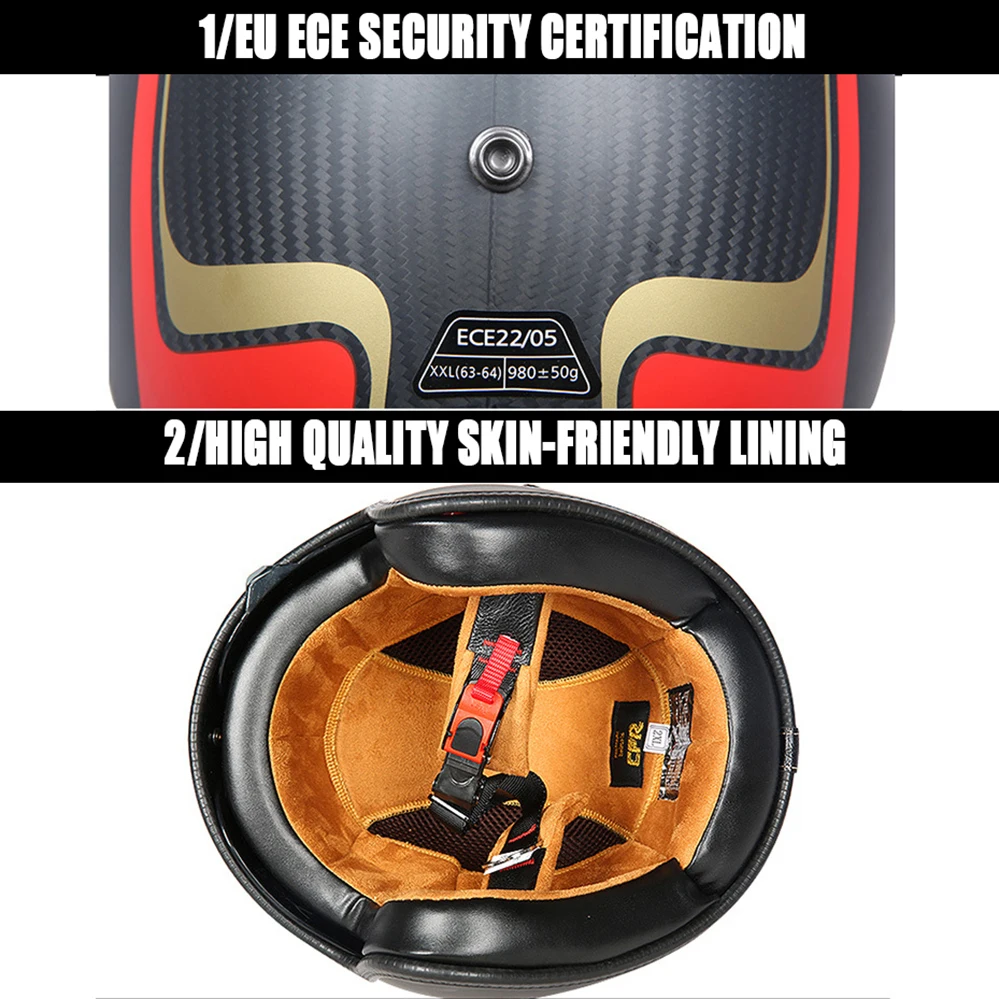 Мотошлем с открытым лицом из углеродного волокна одобрен ECE | Автомобили и