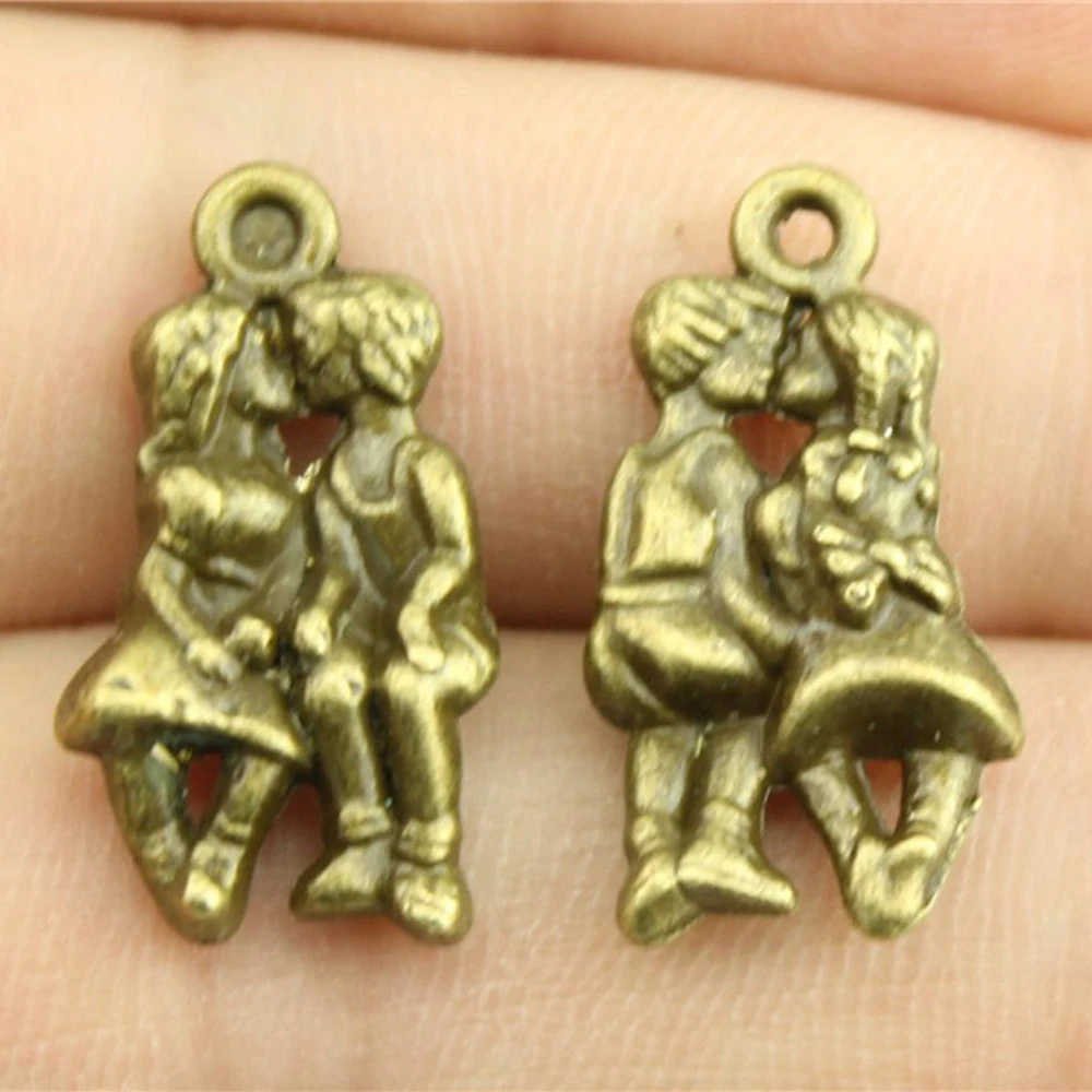 

10 шт. 23 х13 мм винтажные поцелуи для влюбленных Очаровательные Подвески для изготовления ювелирных изделий Античная бронзовая подвеска для ...