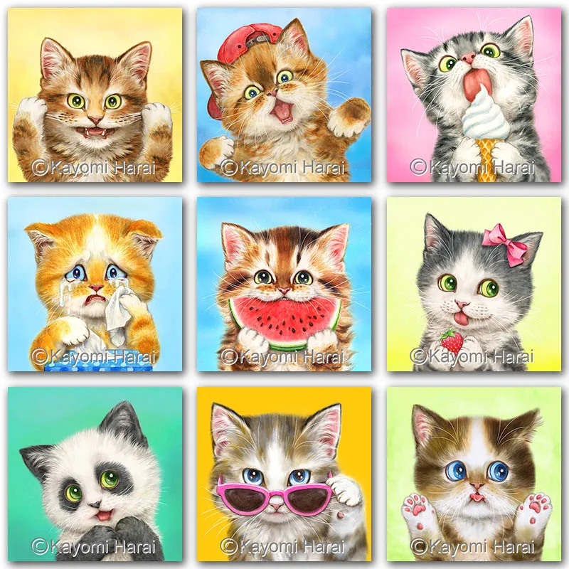 

5D DIY Diamond Painting Cartoon cat cute kitty kitten Full Square&Round Diamond mosaic embroidery Cross stitch home decor Paint