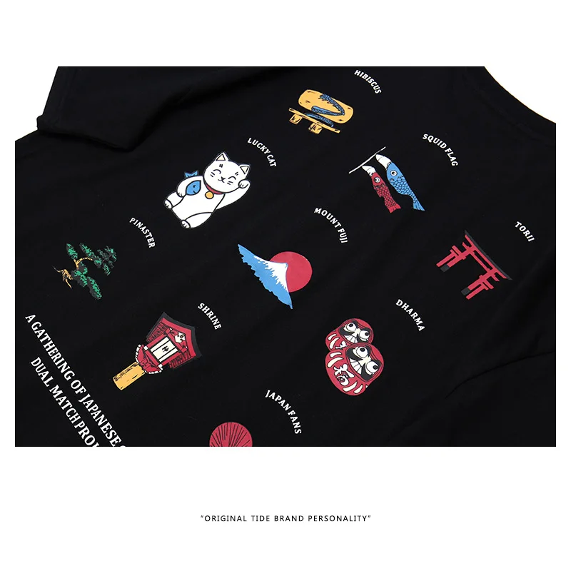 

Japanese Style Men's Harajuku T-shirt Graffiti Loose O Neck Short Sleeve Couple Tee Oversize Women Cotton Tshirt
