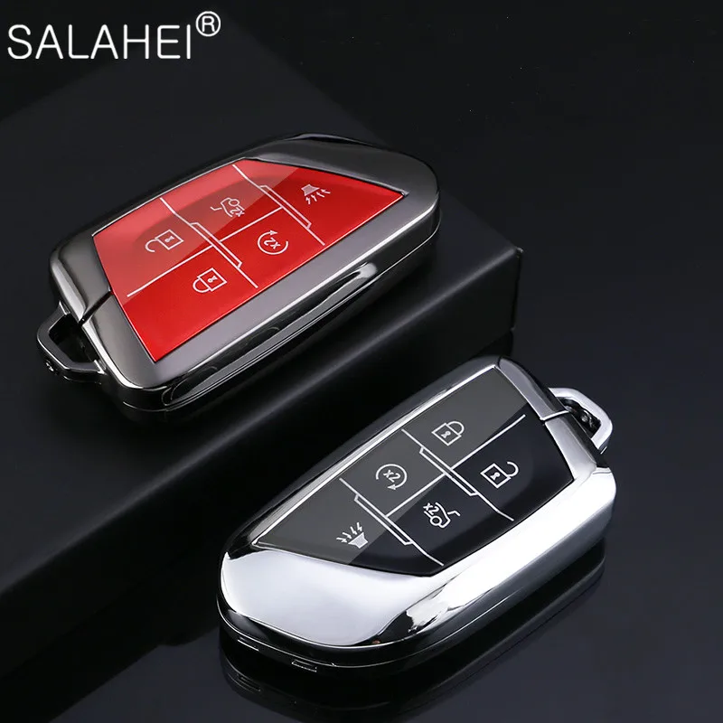 

TPU+Zinc Alloy Car Key Case For Cadillac ESV Escalade CTS XTS SRX ATS 2015 2016 2017 2018 2020 CT4 CT5 XT5 XT6 Auto Keychain Bag