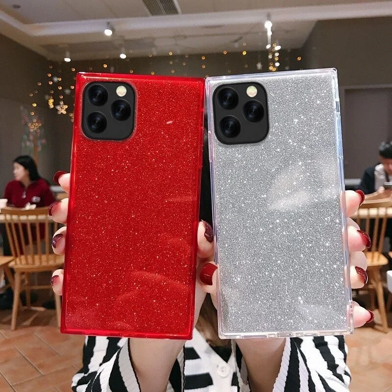 Роскошный квадратный блестящий чехол для iPhone 11 Pro 7 8 6 Plus X XS Max XR силиконовый мягкий