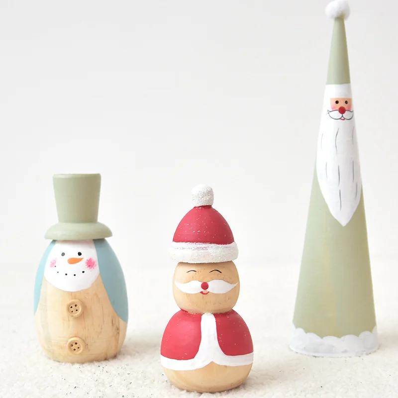 

Christmas Series Wooden Candlestick, European-style Creative Santa Claus Festive Atmosphere Jewelry Counter Accessories