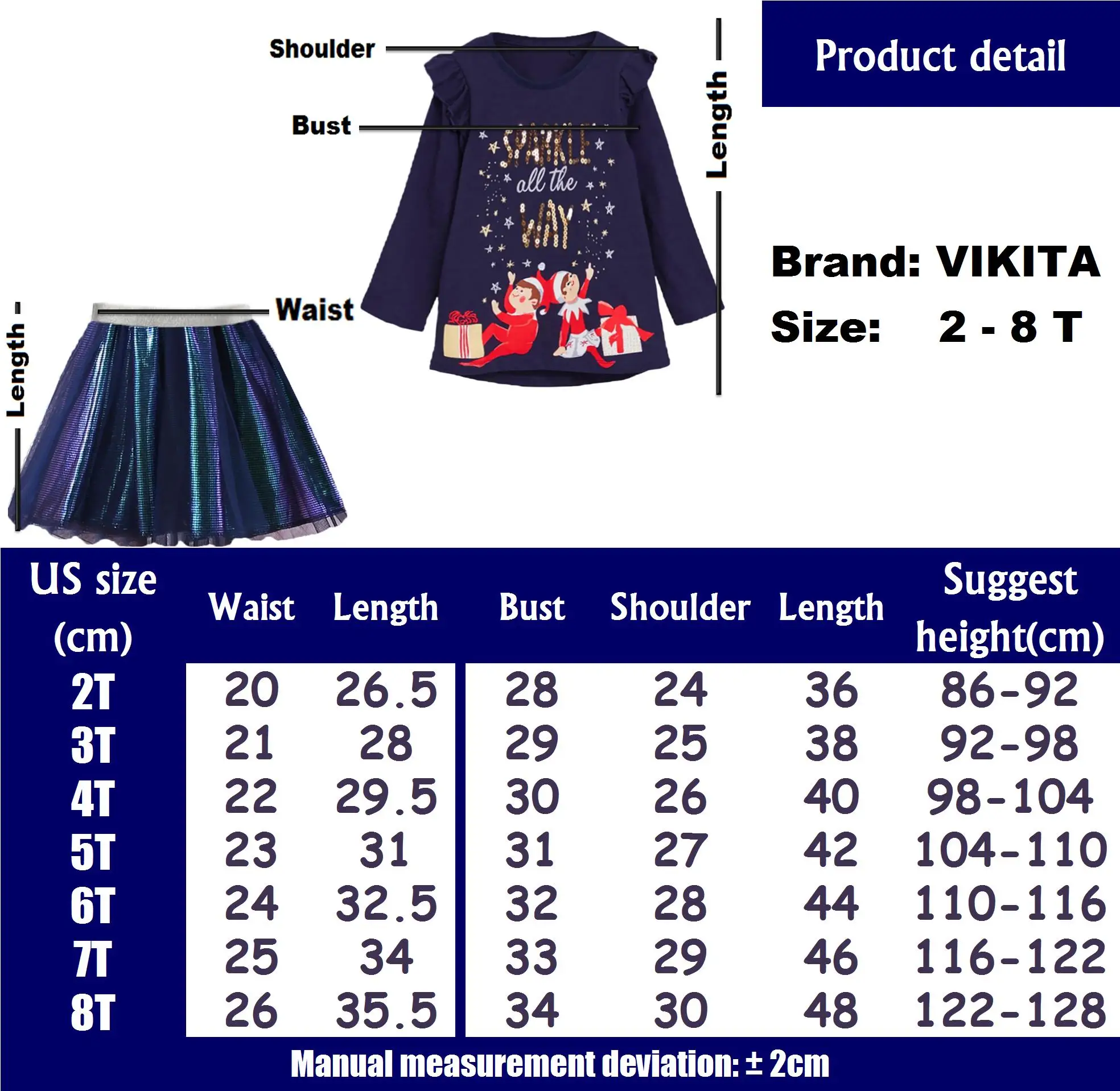 VIKITA Girl Autumn Casual Clothing Sets Unicorn Butterfly Rabbit Long Sleeve Tops and Bow Mini Skirts Set Children 2pcs Clothing images - 6