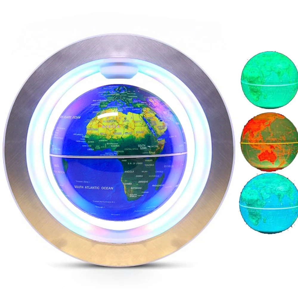 

4 Inch LED Floating Magnetic Levitation Globe Light World Map Novelty Lighting Office Home Decor Terrestrial Rotating Night Lamp