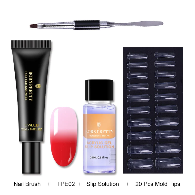 Thermal Set 2 BORN PRETTY розовый Обнаженная ногтей быстрое строительство поли гель 20 мл желе Builder палец УФ-гель продолжительного действия лак - Цвет: Thermal Set 2
