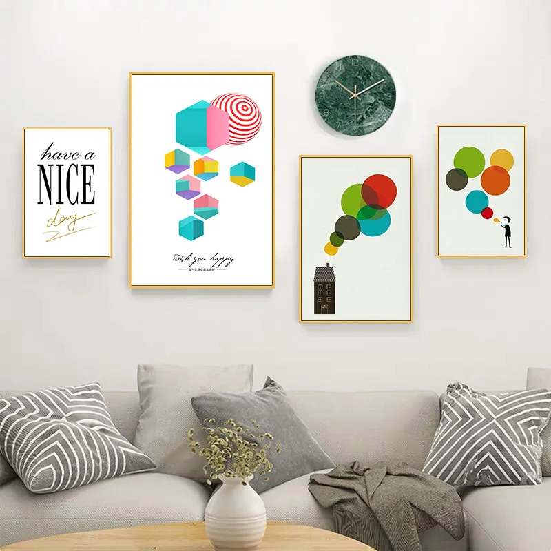 Абстрактный плакат с пузырьками цветов для детей Минималистичная Скандинавская